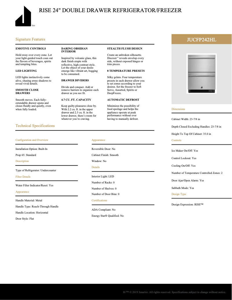 Imagen de la primera página del manual del dispositivo JUDFP242HX