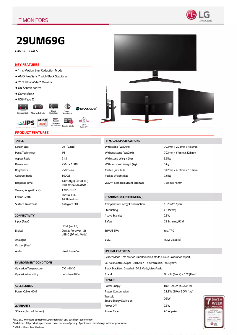Imagen de la primera página del manual del dispositivo 29UM69G-B