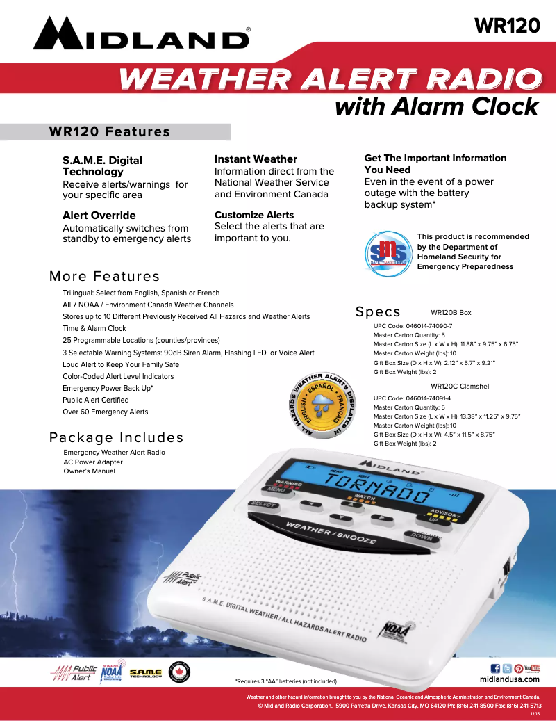 Página nº 1 - Ficha técnica Midland WR120B