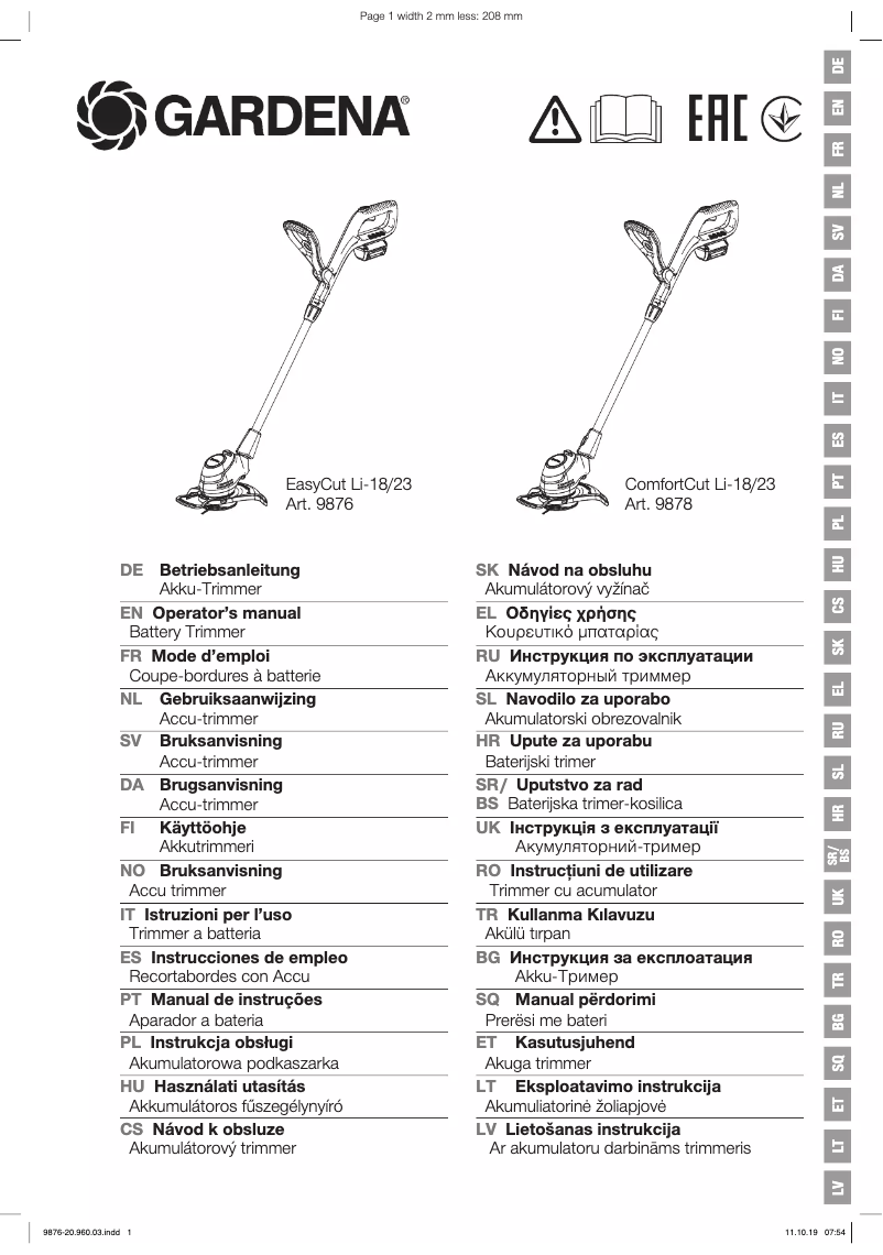 Página nº 1 - Manual de usuario Gardena ComfortCut Li-18/23