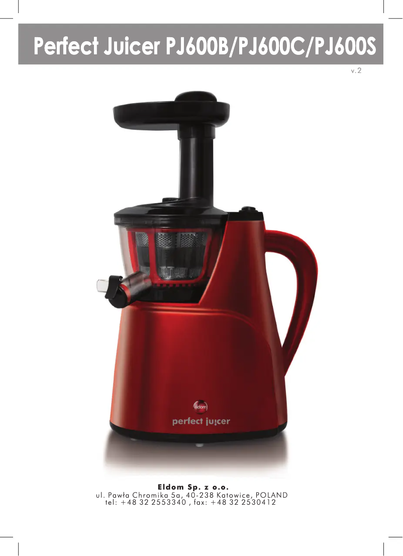 Página 1 del manual Manual de usuario Eldom Perfect Juicer PJ600C