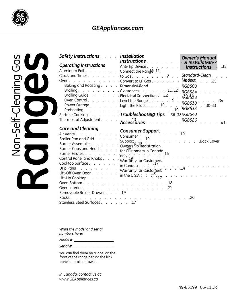 Imagen de la primera página del manual del dispositivo RGB526DETBB