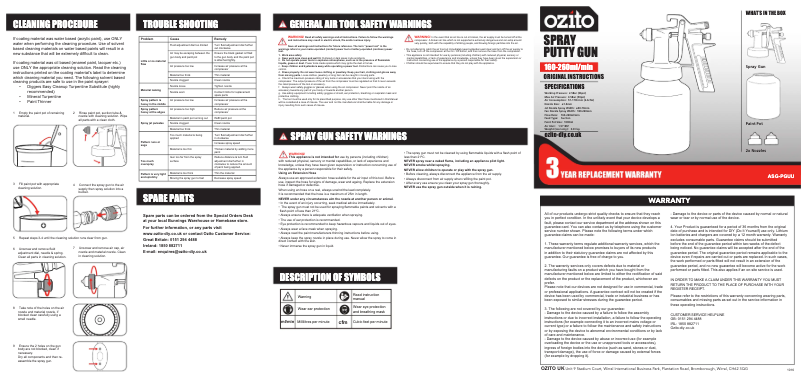 Página 1 del manual Manual de usuario Ozito ASG-PGUU