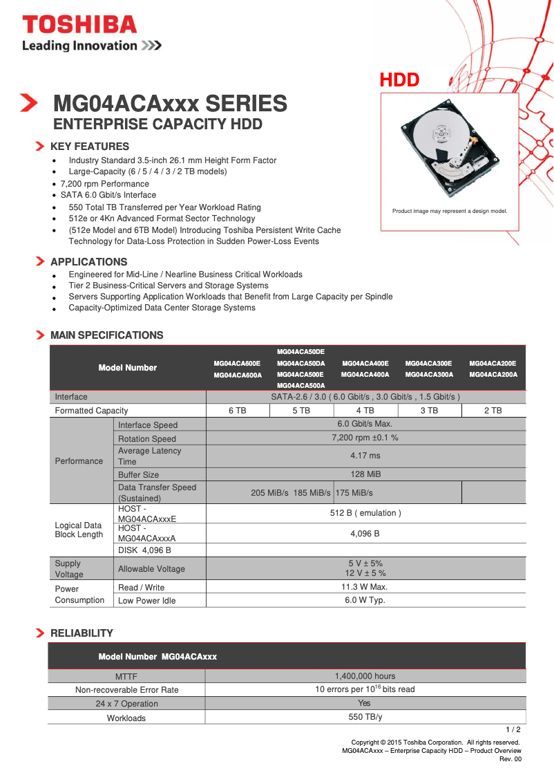 Página 1 del manual Manual de usuario Toshiba MG04ACA50DE