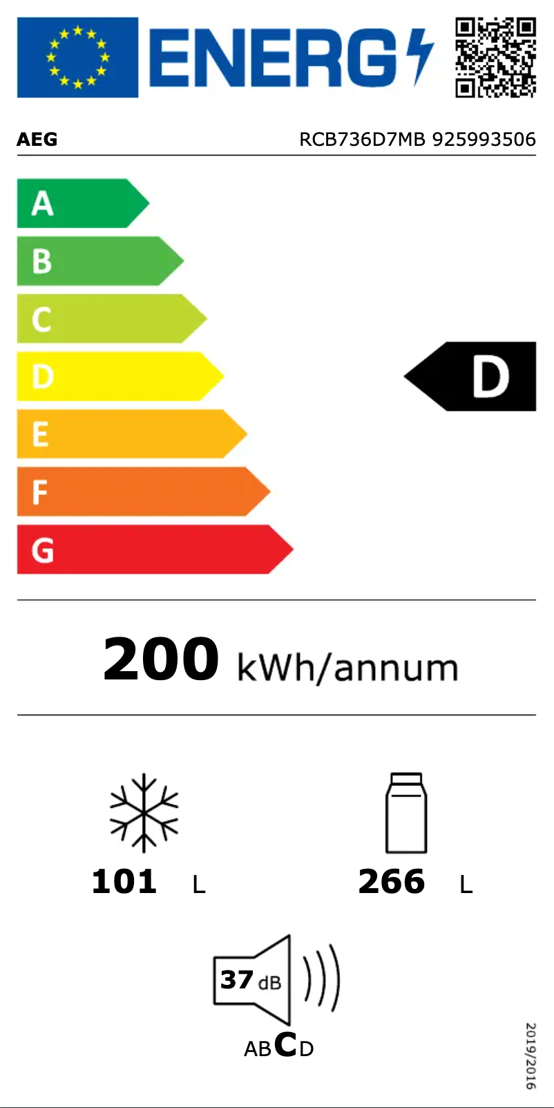Página nº 1 - Etiqueta energética AEG RCB736D7MB