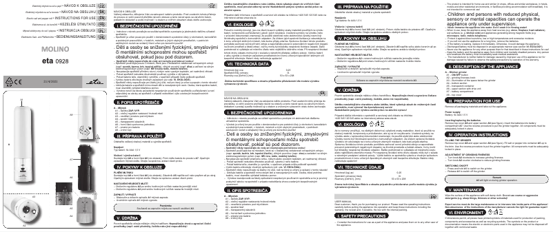 Página 1 del manual Manual de usuario Eta Molino