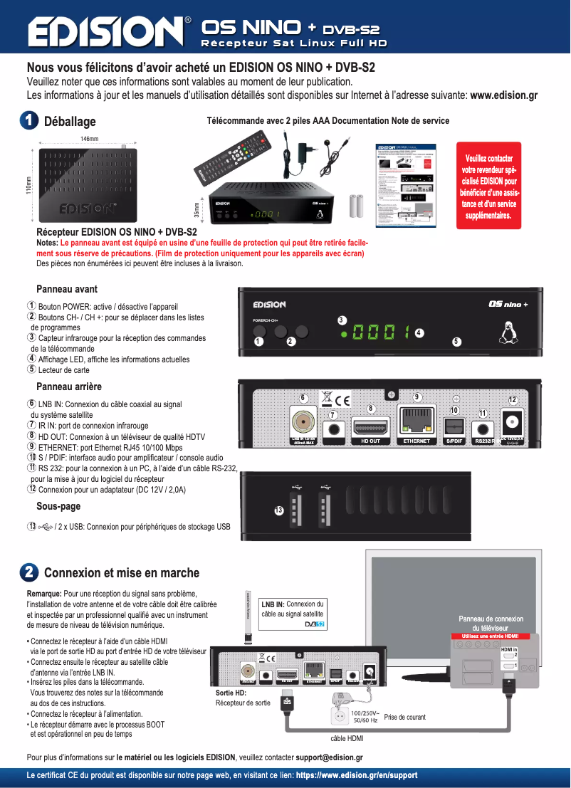 Imagen de la primera página del manual del dispositivo OS NINO+ DVB-S2