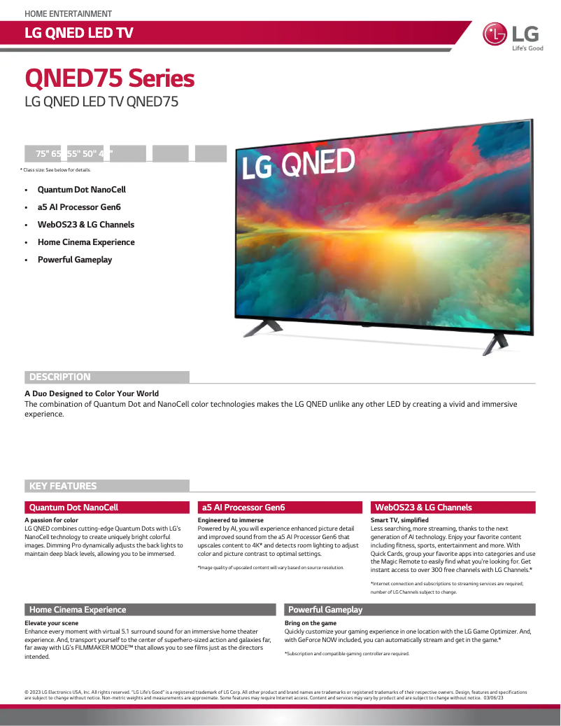 Página nº 1 - Ficha técnica LG 50QNED75URA