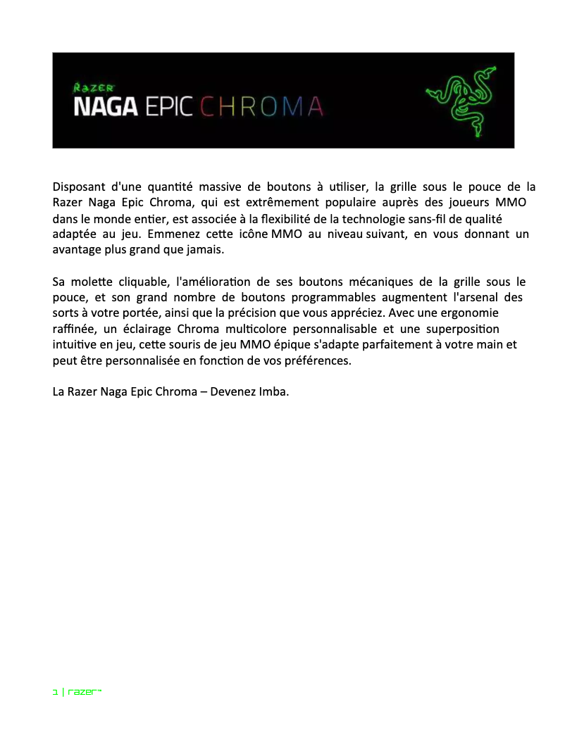Página 1 del manual Manual de usuario Razer Naga Epic Chroma