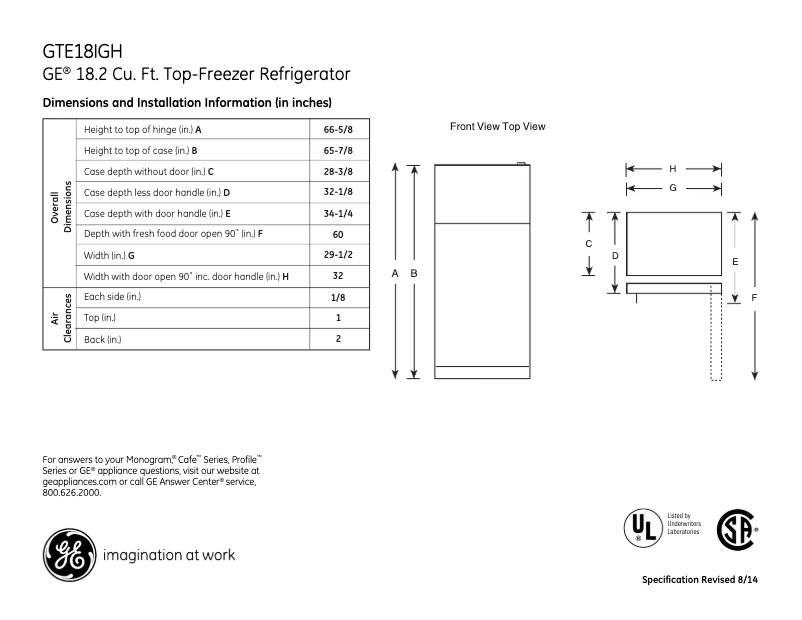 Imagen de la primera página del manual del dispositivo GTE18IGHWW