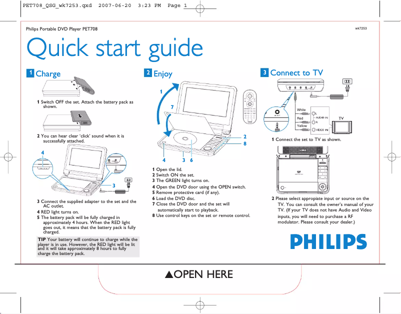 Imagen de la primera página del manual del dispositivo PET708