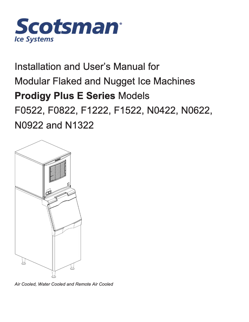 Página 1 del manual Manual de usuario Scotsman N0622-E