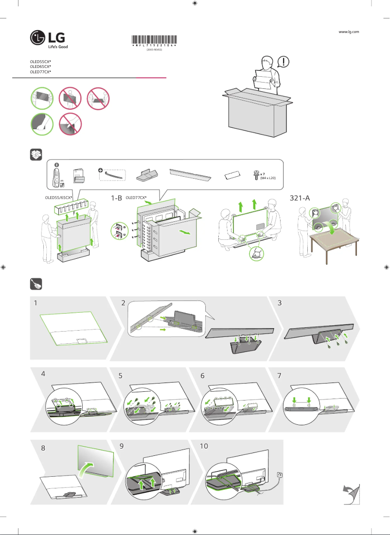 Imagen de la primera página del manual del dispositivo OLED55CX6LA