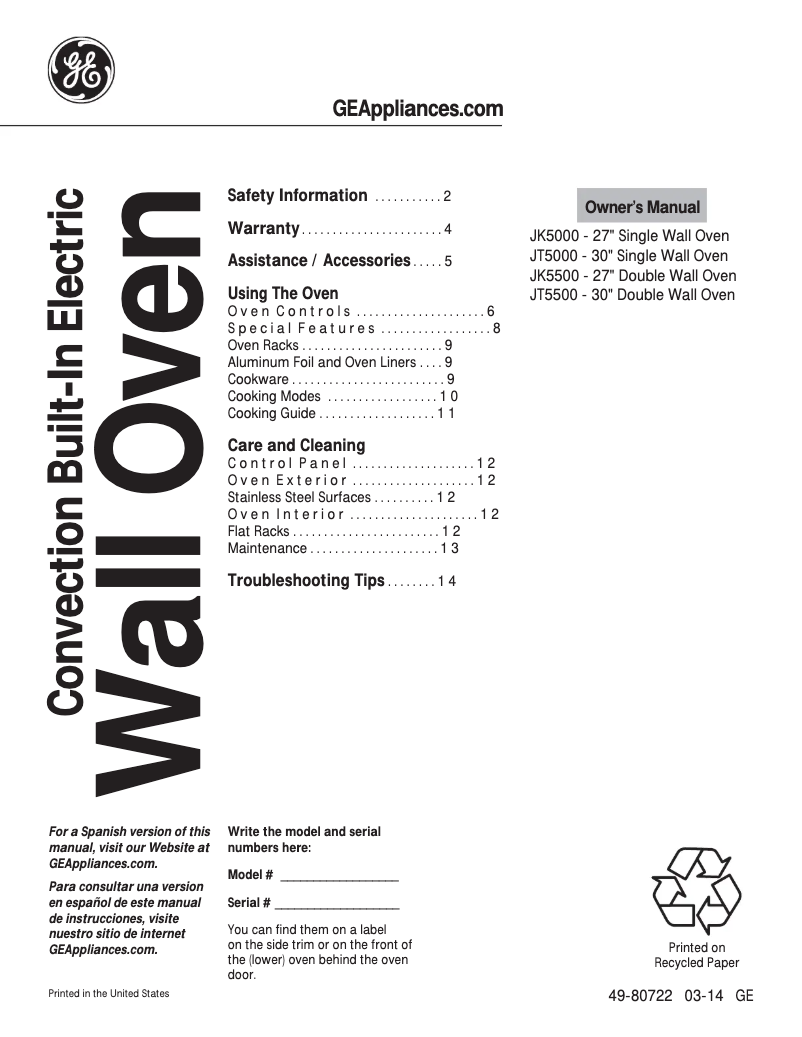 Imagen de la primera página del manual del dispositivo JT5000BLTS