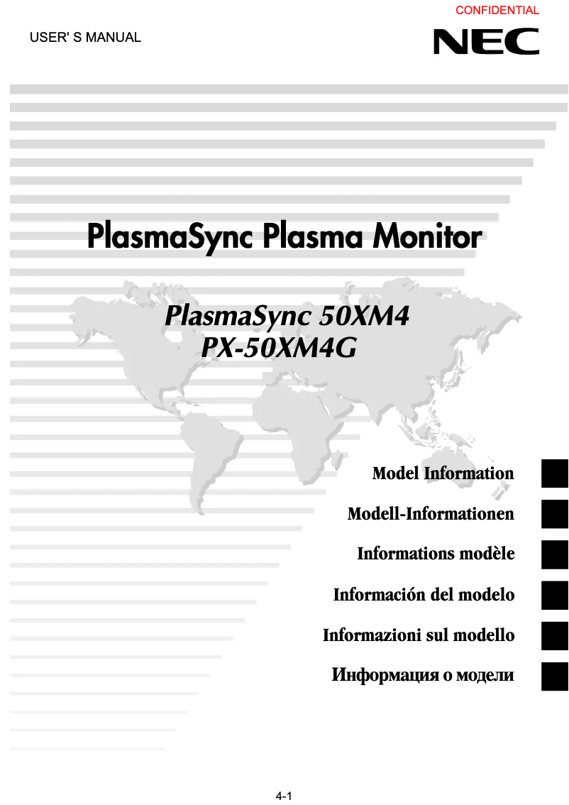 Imagen de la primera página del manual del dispositivo PlasmaSync 50XM4