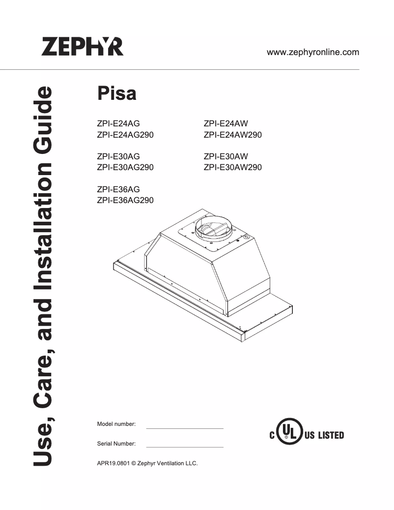 Imagen de la primera página del manual del dispositivo Pisa ZPI-E24AG290