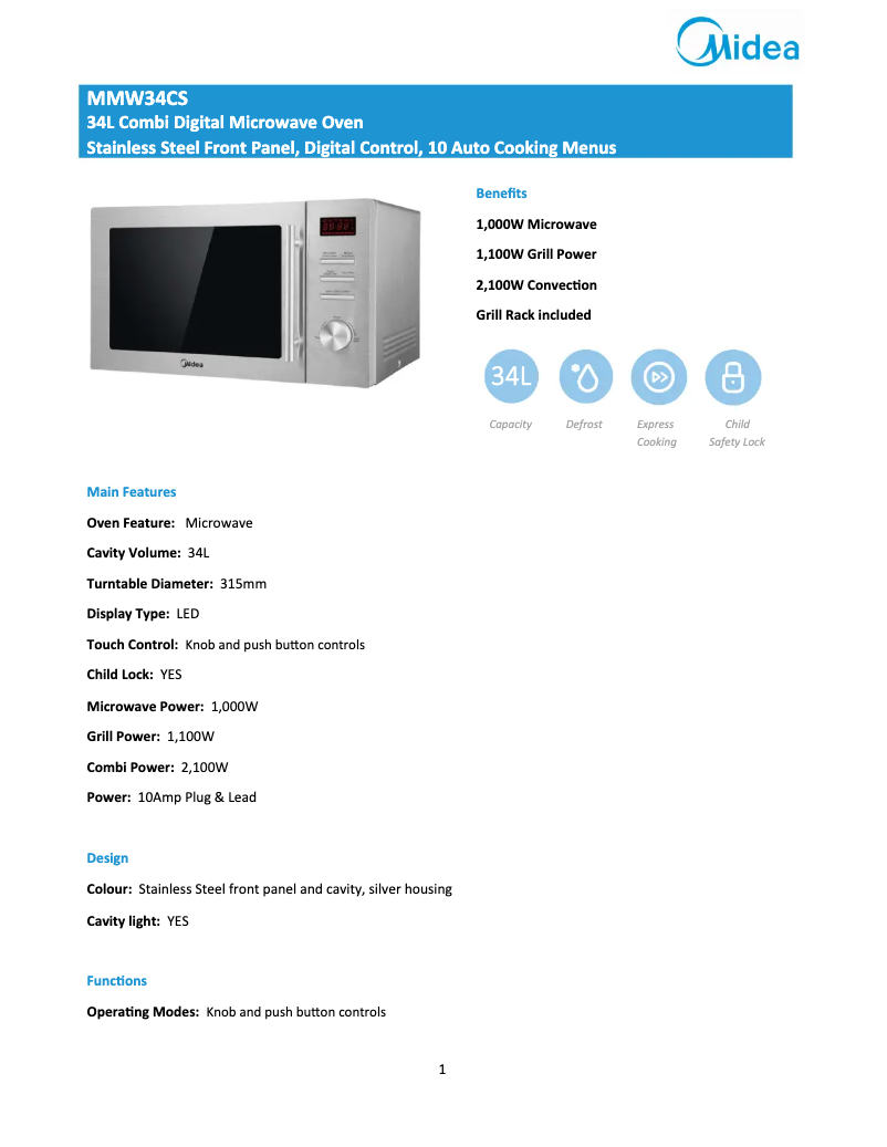 Imagen de la primera página del manual del dispositivo MMW34CS