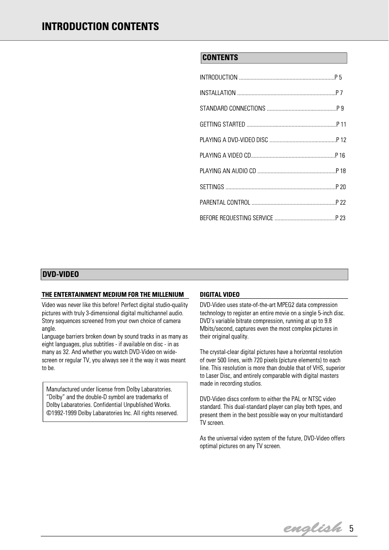 Imagen de la primera página del manual del dispositivo DVD700