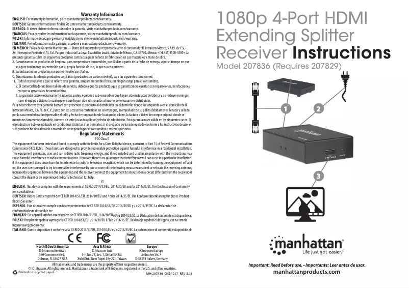 Página nº 1 - Manual de usuario Manhattan 207836