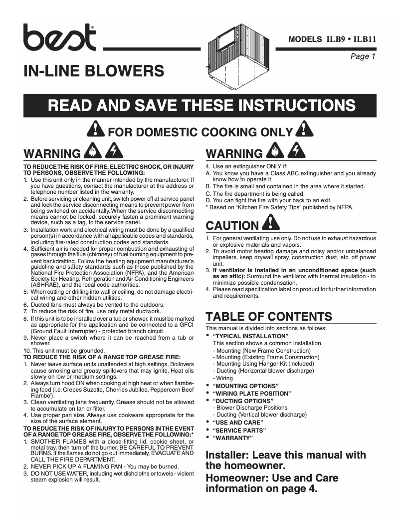 Página 1 del manual Guía de instalación Best ILB9