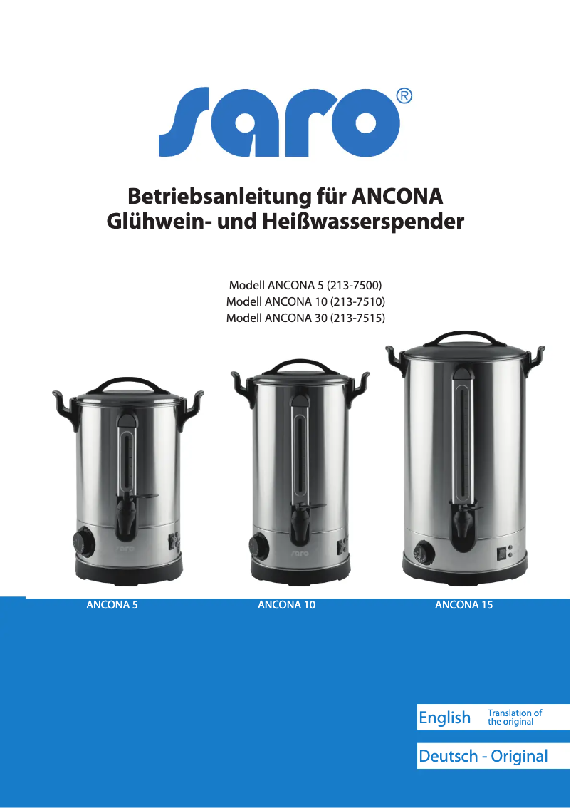 Página nº 1 - Manual de usuario Saro ANCONA 10 213-7510