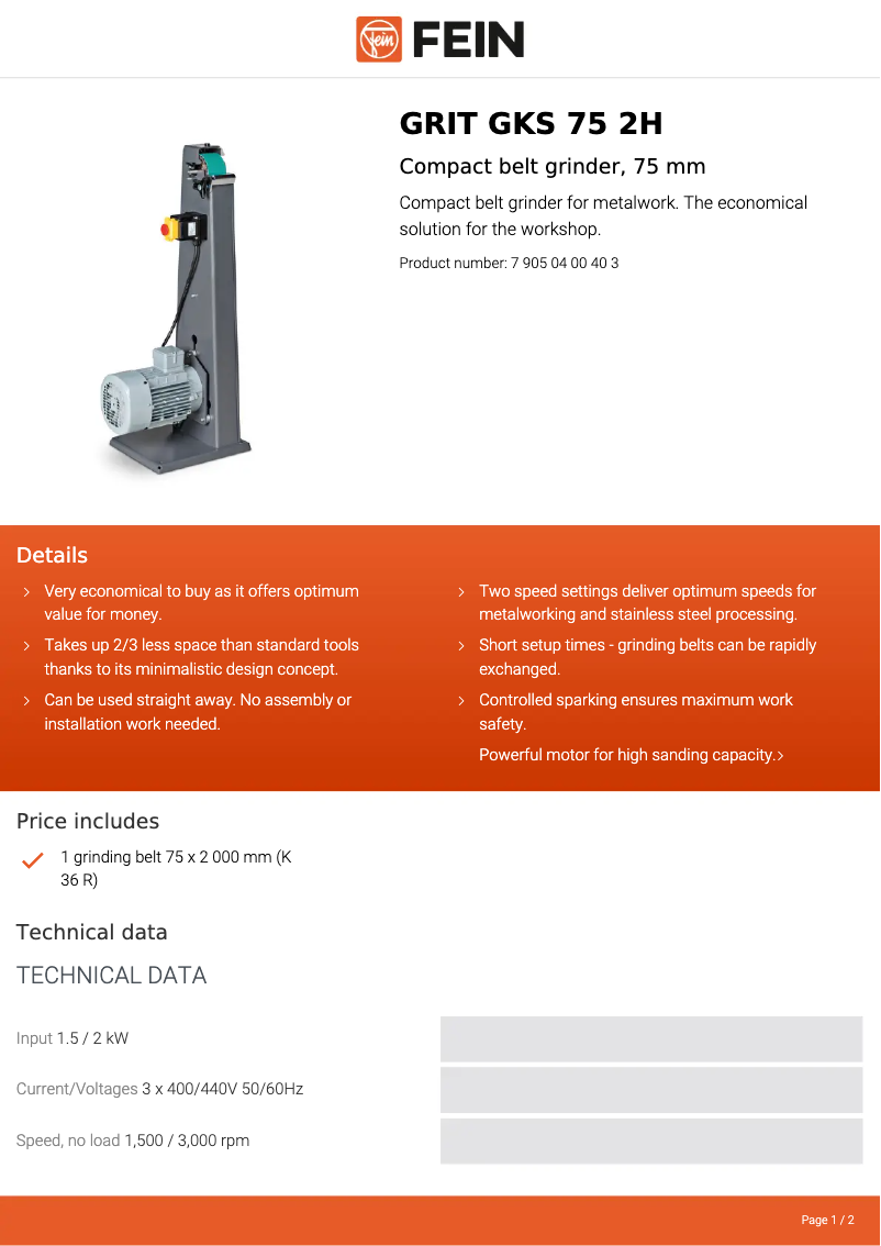 Imagen de la primera página del manual del dispositivo GRIT GKS 75 2H