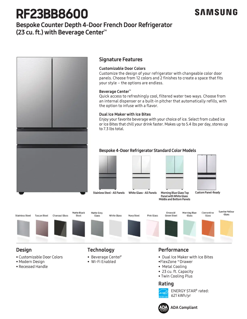 Página 1 del manual Ficha técnica Samsung RF23BB8600QL