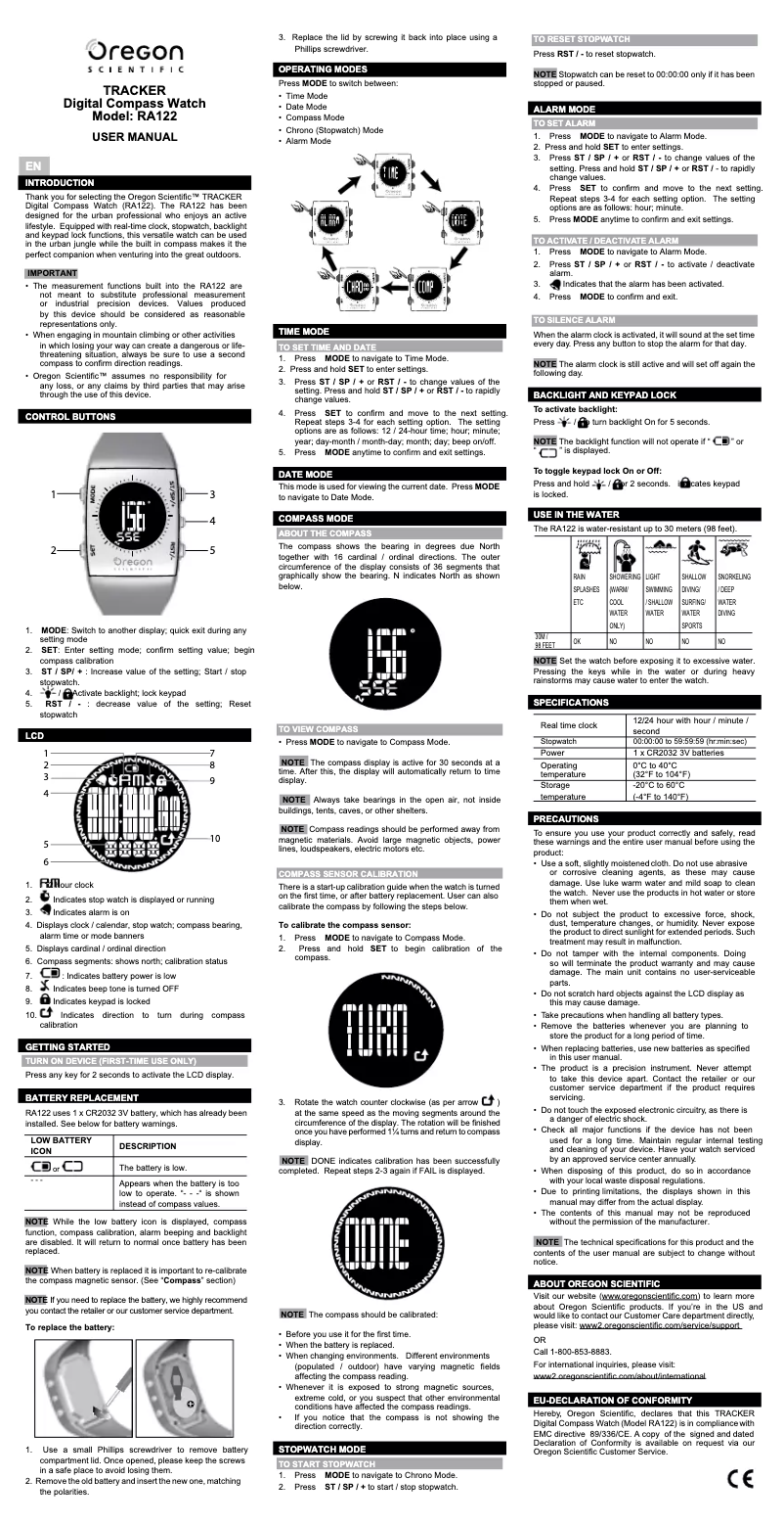 Imagen de la primera página del manual del dispositivo RA122