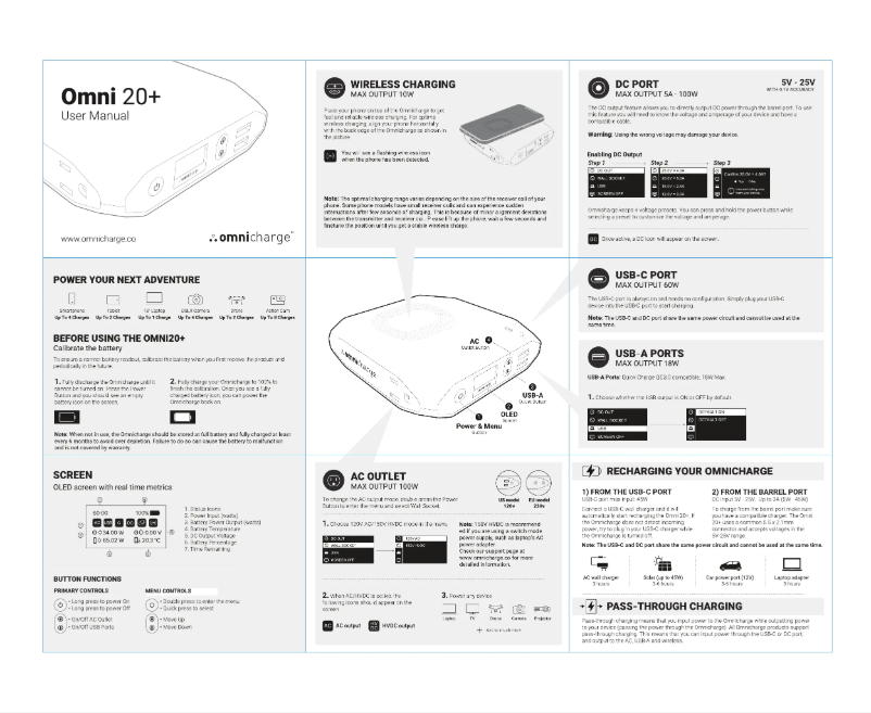 Imagen de la primera página del manual del dispositivo Omni 20+