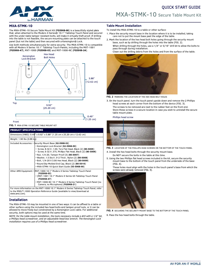 Imagen de la primera página del manual del dispositivo MXA-STMK-10