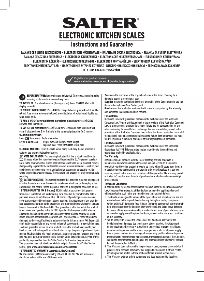 Página nº 1 - Manual de usuario Salter 1171 CNDR