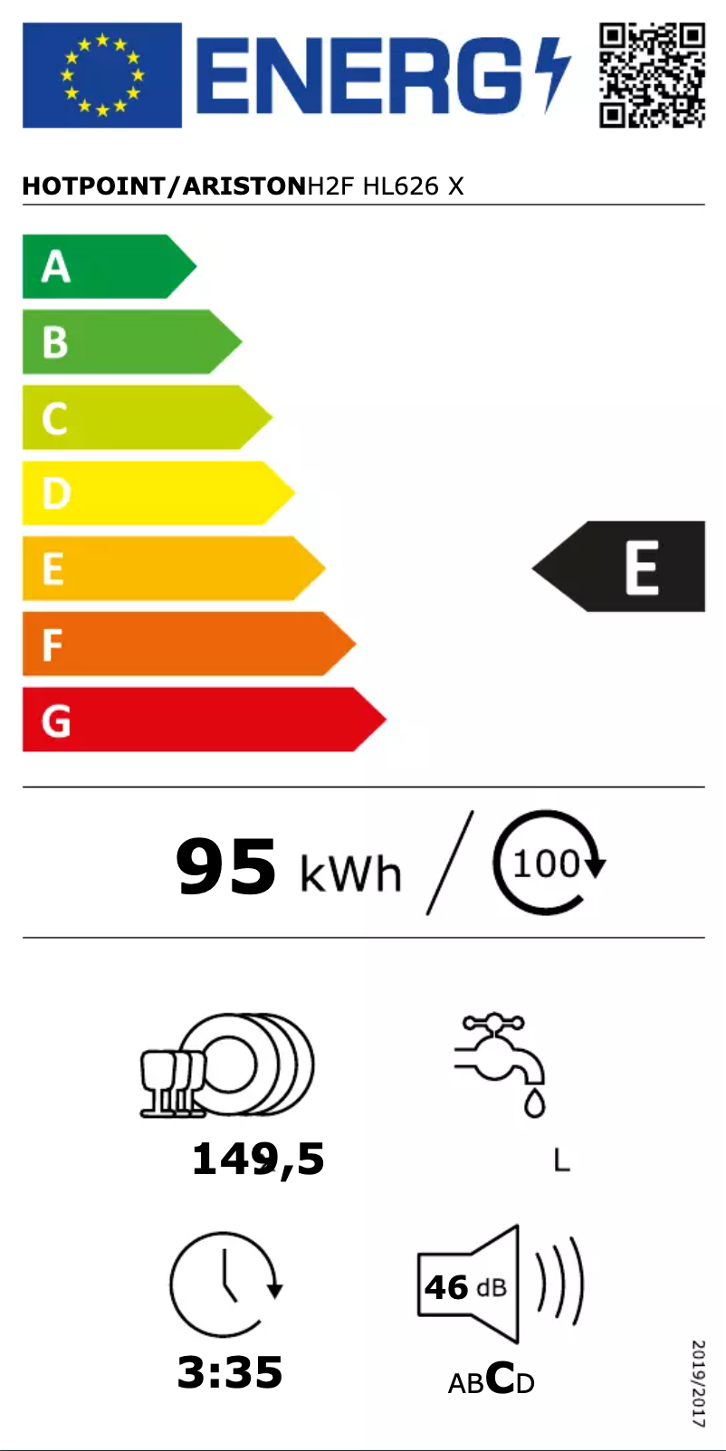 Página 1 del manual Etiqueta energética Hotpoint H2F HL626 X