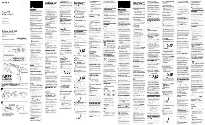 Imagen de la primera página del manual del dispositivo ICF-C705