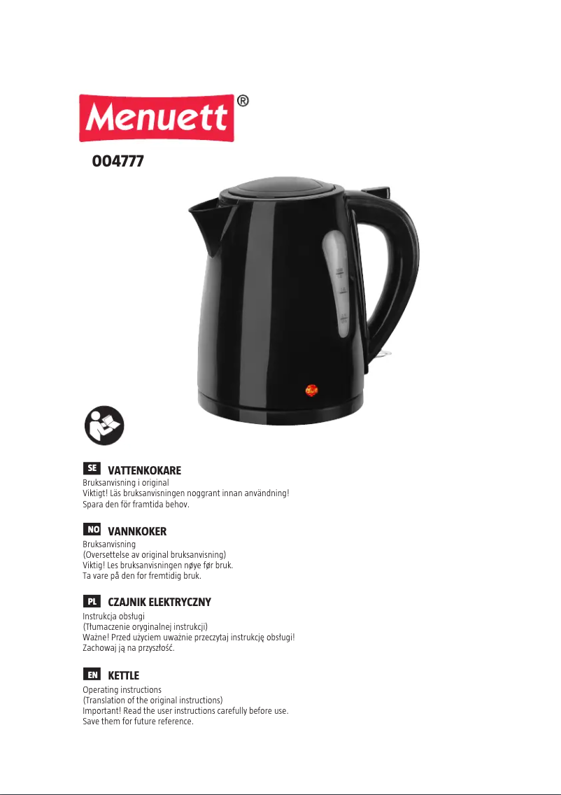 Página 1 del manual Manual de usuario Menuett 004-777