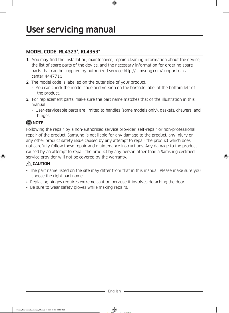 Imagen de la primera página del manual del dispositivo RL4323RBASP