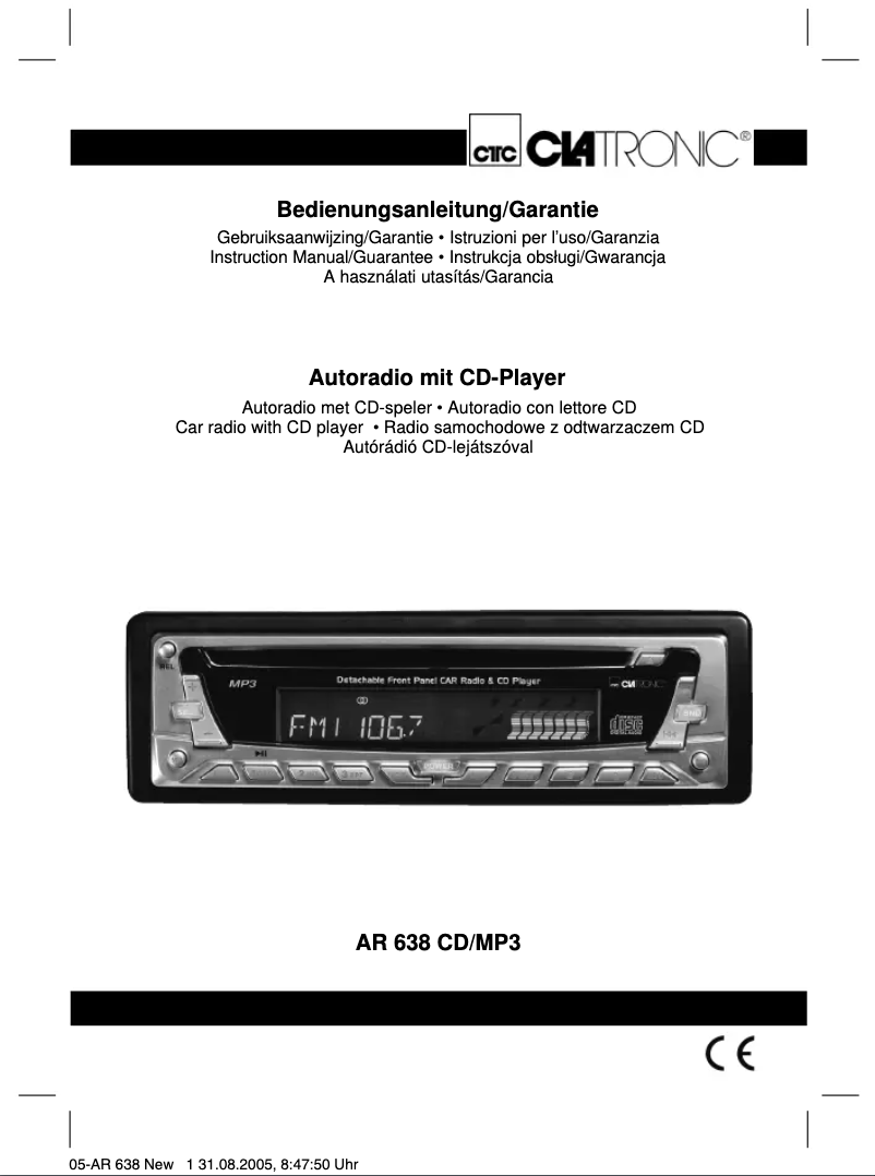 Imagen de la primera página del manual del dispositivo AR 638
