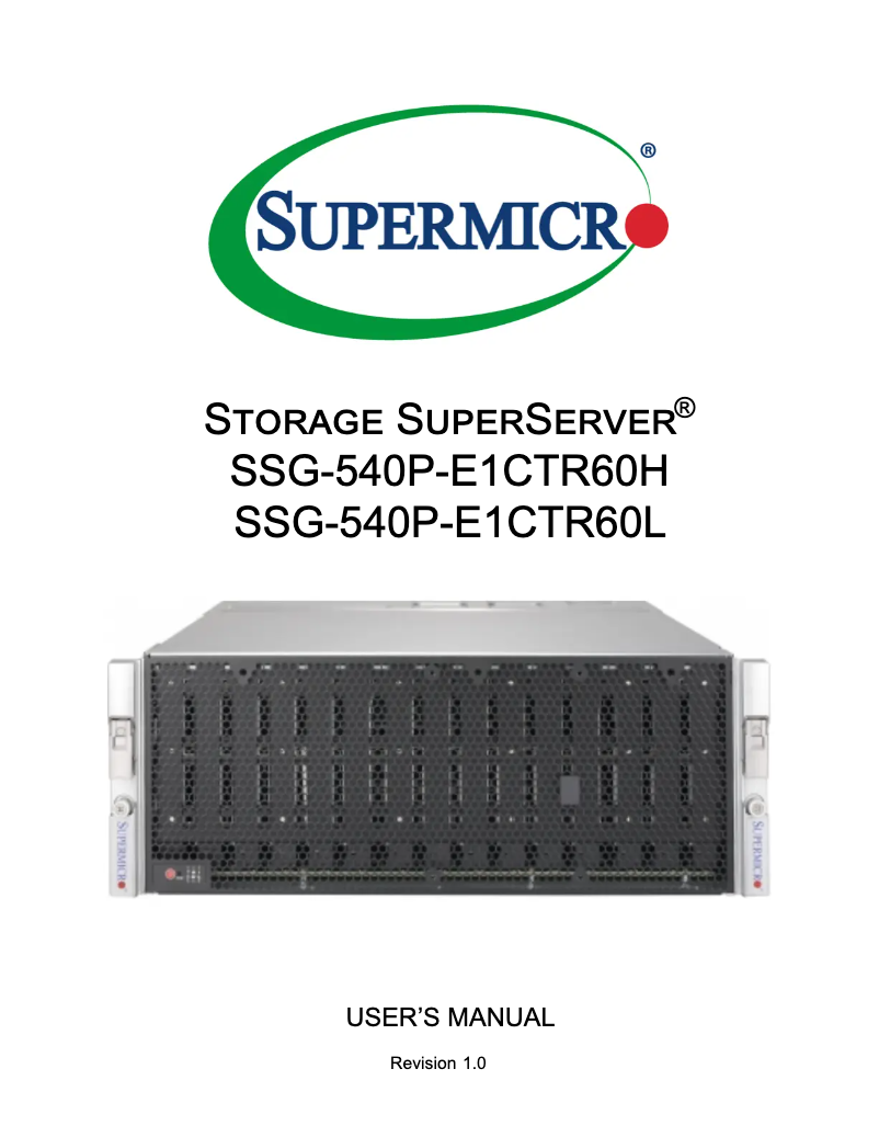 Imagen de la primera página del manual del dispositivo SuperServer SSG-540P-E1CTR60L