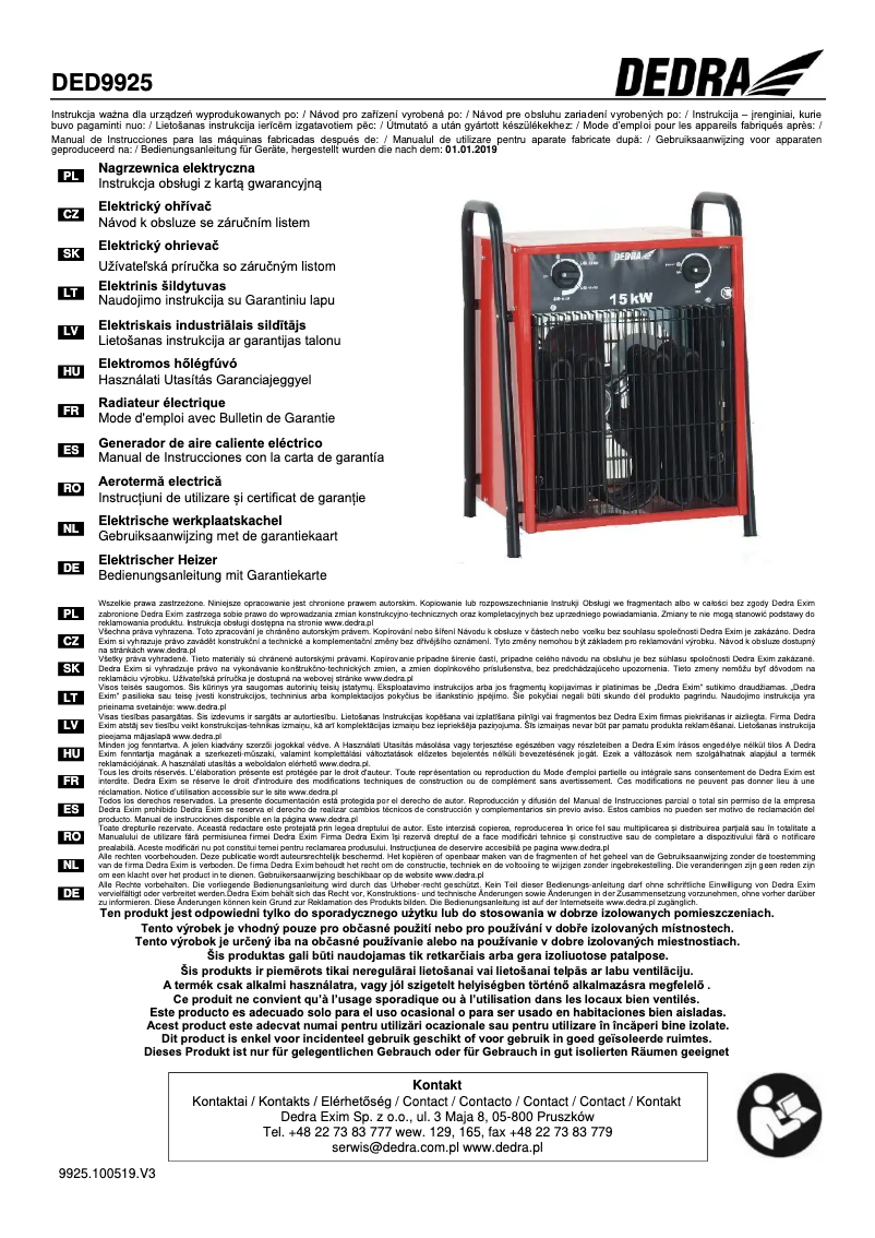 Página 1 del manual Manual de usuario DEDRA DED9925