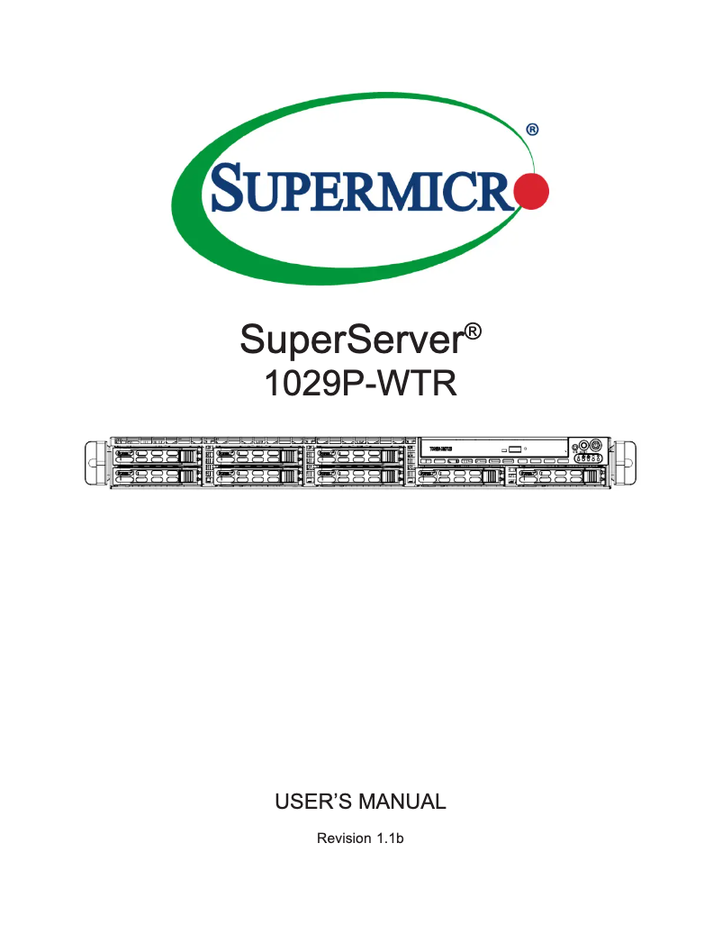 Imagen de la primera página del manual del dispositivo SuperServer 1029P-WTR