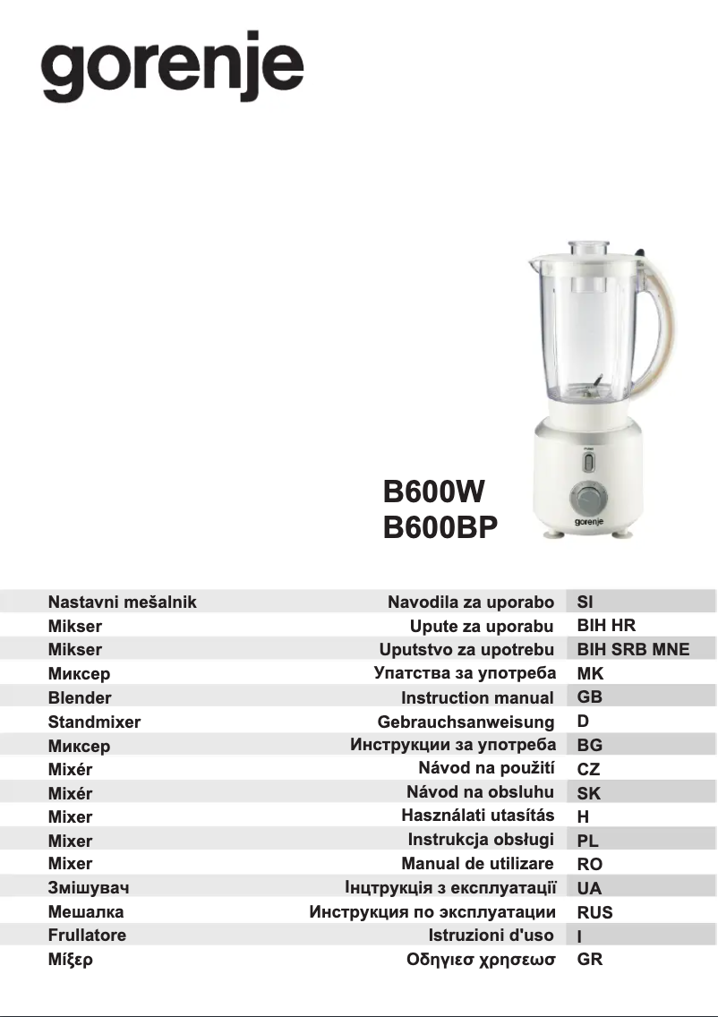 Página 1 del manual Manual de usuario Gorenje B600W