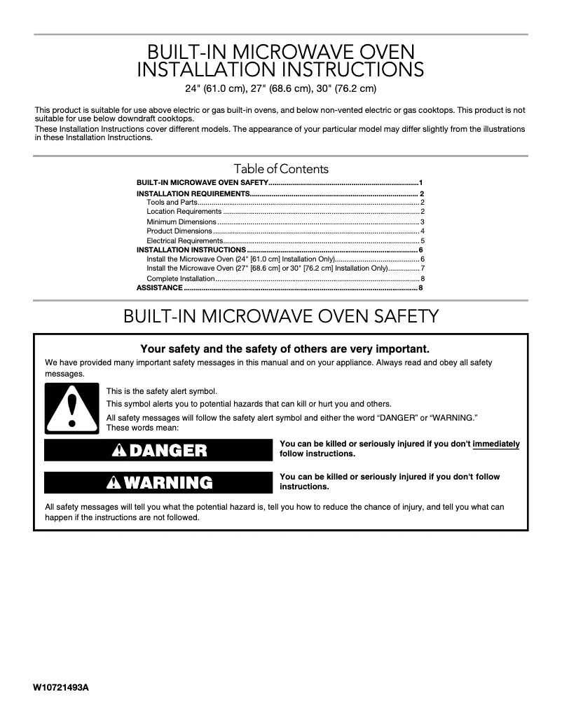 Página 1 del manual Guía de instalación KitchenAid KMBS104ESS