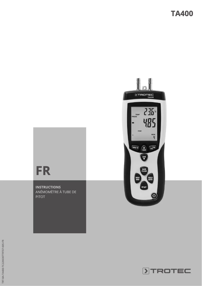 Página 1 del manual Manual de usuario Trotec TA400