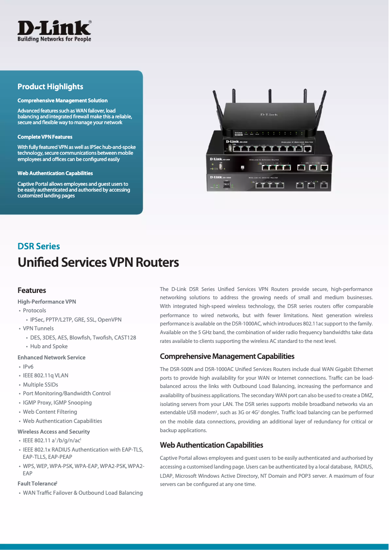 Imagen de la primera página del manual del dispositivo DSR-1000AC