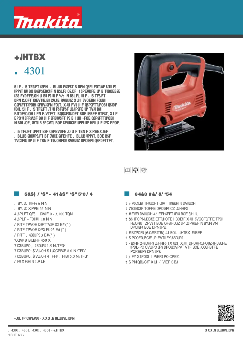 Página 1 del manual Ficha técnica Makita M4301