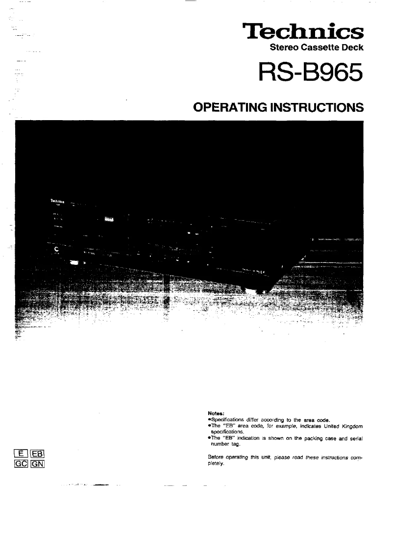 Imagen de la primera página del manual del dispositivo RS-B965