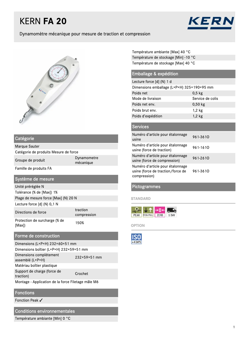 Imagen de la primera página del manual del dispositivo FA 20