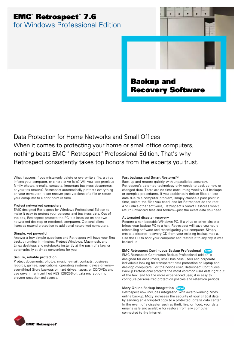 Página 1 del manual Manual de usuario EMC Retrospect 7.6 Professional