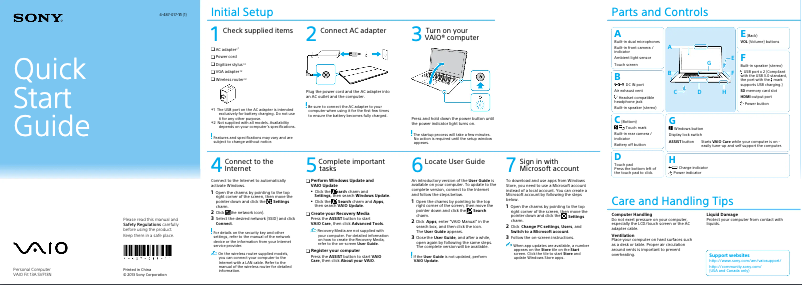 Imagen de la primera página del manual del dispositivo Vaio Fit 13 SVF13N13CXB