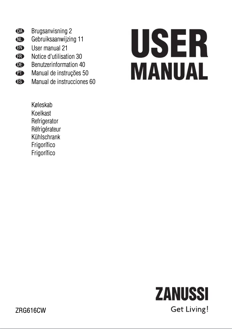 Página 1 del manual Manual de usuario Zanussi ZRG 616 CW