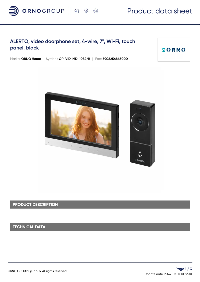 Imagen de la primera página del manual del dispositivo OR-VID-MD-1084